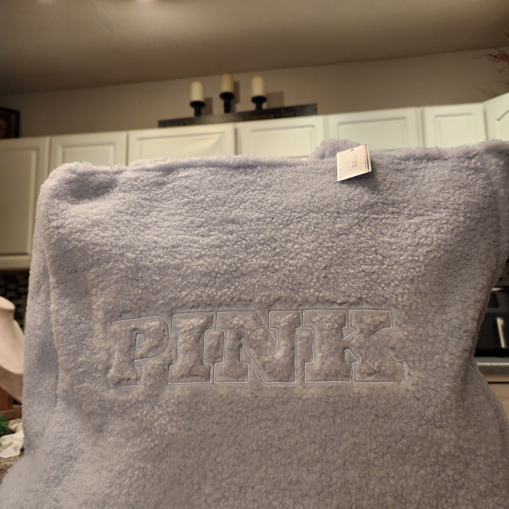 PINK Victoria's Secret Baby Blue Large Sherpa Tote - Picture 3 of 7